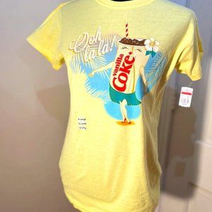 NWT Ladies Vanilla Coke Graphic T-Shirt Soft Yellow